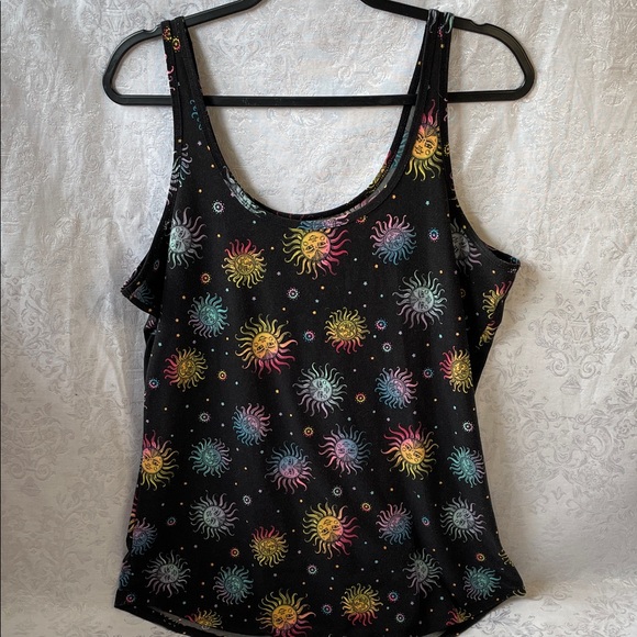 No Boundaries Tops - No Boundaries Black Tank Top with Multicolor Sun Print